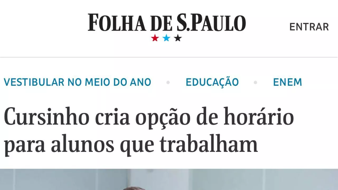 Matéria da Folha de São Paulo sobre cursinho que cria opção de horário para alunos que trabalham