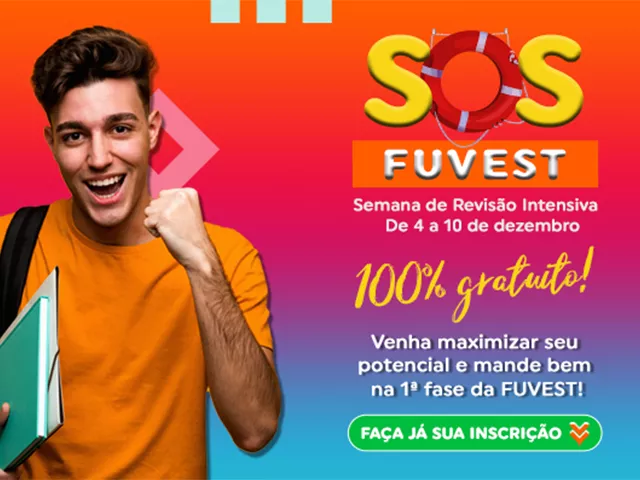 Banner com informações sobre a realização do SOS Fuvest